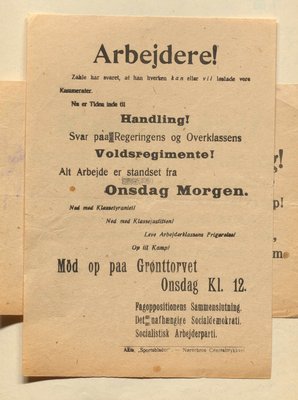 Indkaldelse til demonstration og storstrejke den 13. november 1918.