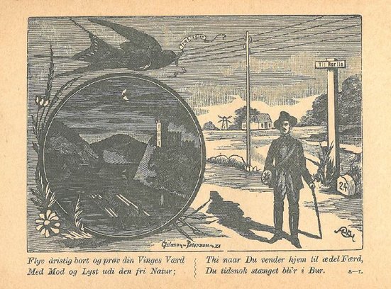 Illustration fra titelbladet i bogen ”Vejledning for unge Haandværkere” (1888).
