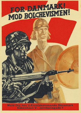 Den danske viking side om side med den tyske soldat. Plakaten blev brugt til at hverve frivillige til kampen på østfronten