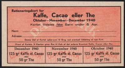 Rationeringskort, 1940