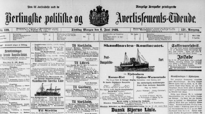 Forsiden af Berlingske Tidende dagen efter grundlovsjubilæet