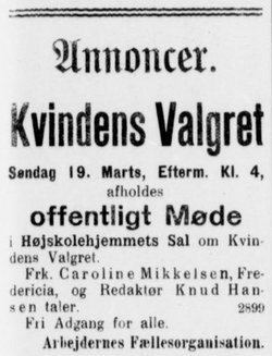Udklip fra Kolding Social-Demokrat den 18. marts 1911