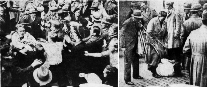 Slagsmål ved et KU-møde på Blågårds Plads på Nørrebro i København den 29. september 1935