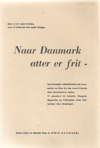 Frihedsrådets pjece "Når Danmark atter er frit"