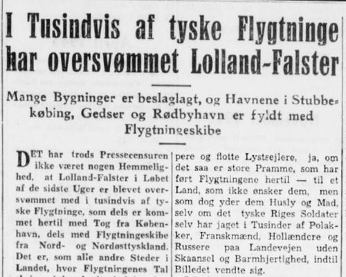 Udklip af den originale artikel i Lolland-Falsters Folketidende