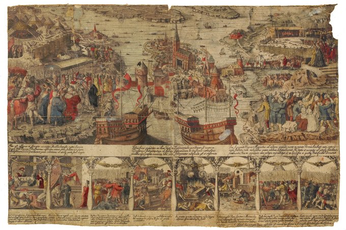 Dionysio Padt-Brugges farvelagte kobberstik af Det Stockholmske Blodbad fra 1676