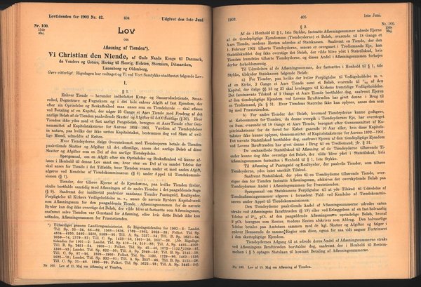 Tiendeloven anno 1903