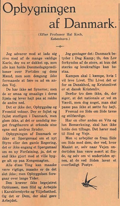 Artiklen i Lem Julepost 1940