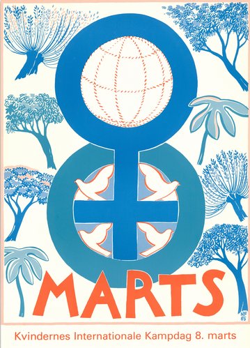 Plakat for Kvindernes Internationale Kampdag den 8. marts 1985
