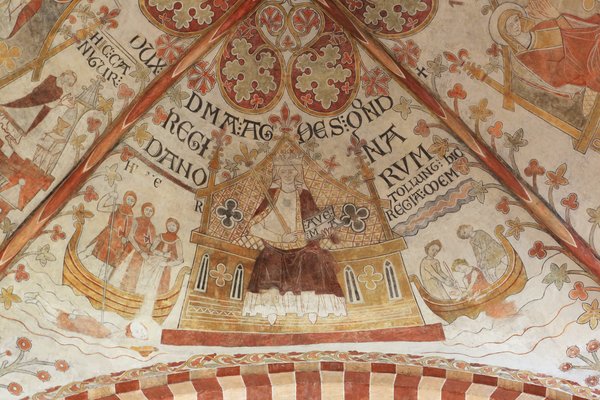 Agnes af Brandenburg vist på kalkmaleri i Sankt Bendts Kirke