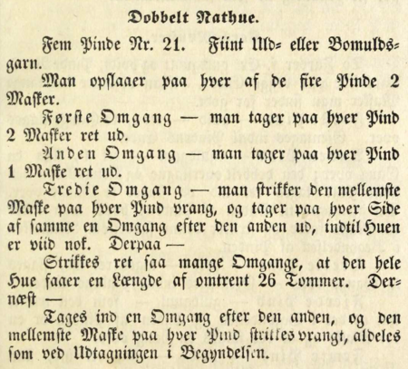 Strikkeopskrift på dobbelt nathue