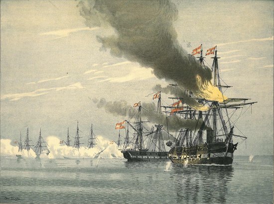 Anskuelsestavle over søslaget ved Helgoland.