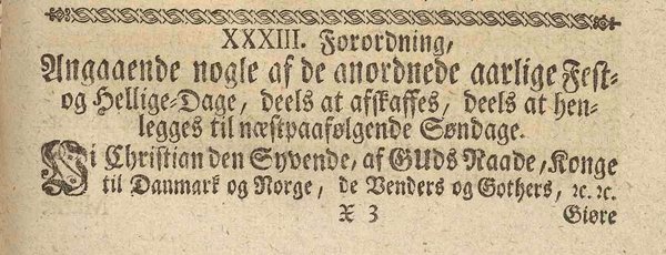 Forordning ang. Afskaffelse af nogle Fest- og Helligdage