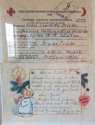 Bruno Priebes postkort fra den sovjetiske krigsfangelejr til familien i Skallerup Klit-lejren