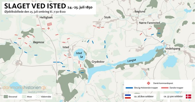 Øjebliksbillede af slaget ved Isted mellem 7:30 og 8:00 den 25. april