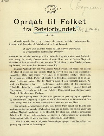 Retsforbundets partiprogram