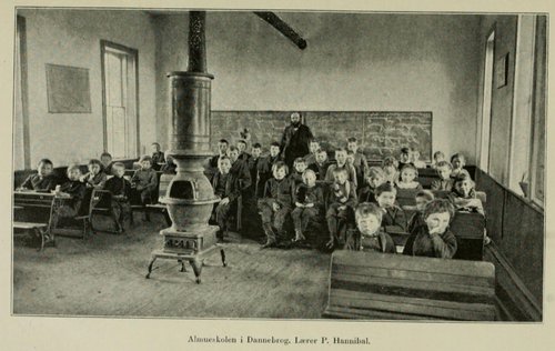 Almueskolen i Dannebrog. Lærer P. Hannibal