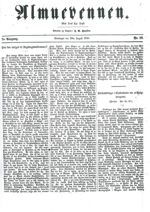 Hvo B r V lges Til Rigsdagsmedlemmer I Almuevennen 28 August 1848 Hvo B r V lges Til Rigsdagsmedlemmer I Almuevennen 28 August 1848
