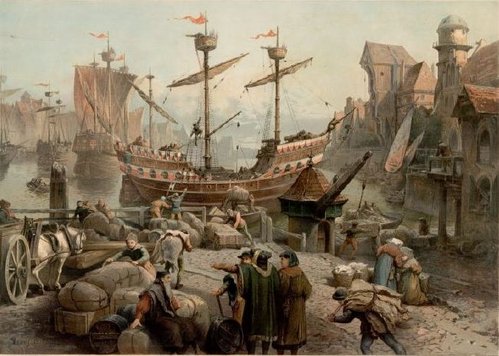 En af hansestædernes travle havnebyer