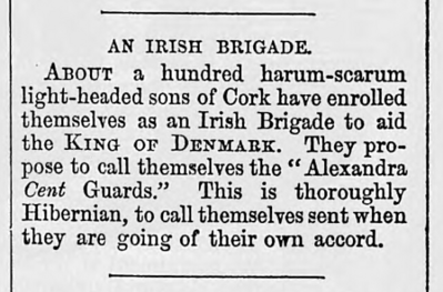 Humoristisk avisnotits fra den engelske avis Fun den 2. april 1864.