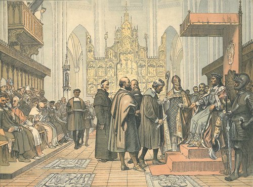 Tegning af Christian 1. der stifter universitetet i København