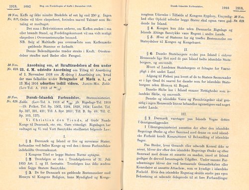Lovteksten gengivet i 1918