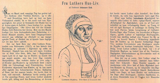 Udklip fra avisartiklen Fra Luthers Hus-Liv, 11. november 1883