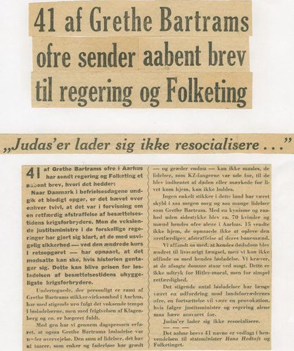 Åbent brev til regering og Folketing fra 41 af Grethe Bartrams ofre og pårørende