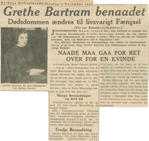 Udklip fra Aarhus Stiftstidende, 9. december 1947