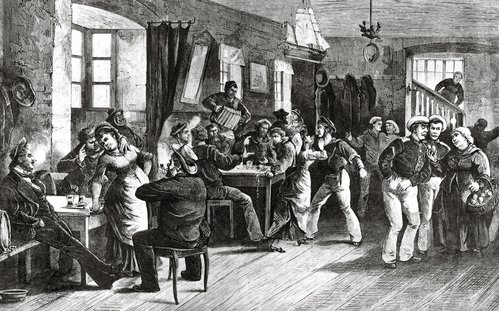 Madam Hylls beværtning Sømands Minde, også kaldet Pumpen, i Helsingør i 1870'erne
