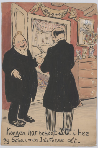 Akvarel af Frederik 8.s besøg hos J.C. Christesen i Hee