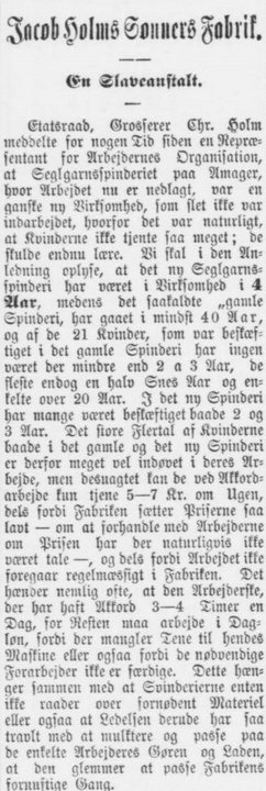 Udklip af artiklen i Social-Demokraten, 18. september 1896