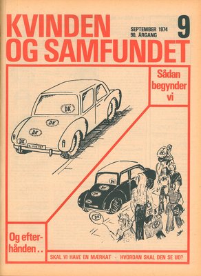 Forsiden af tidsskriftet Kvinden og Samfundet, september 1974