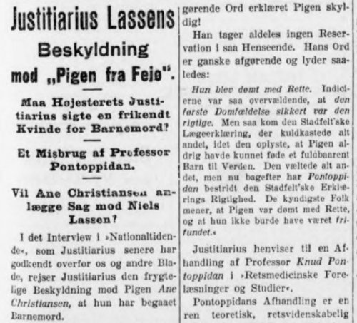 Udklip fra artiklen i Social-Demokraten, 1. november 1913
