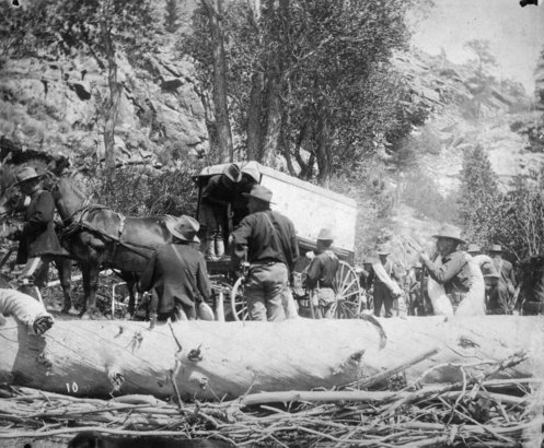 Forsyningsvogn i problemer fra general Crook’s felttog i juli-september 1876.