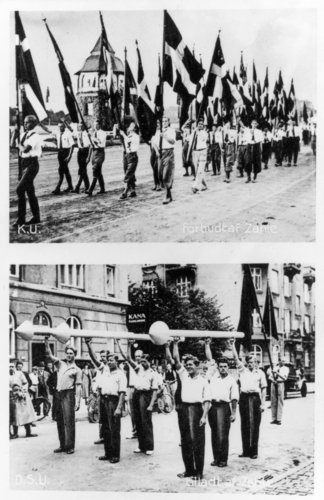 Postkort med Konservativ Ungdom og DSU, 1933