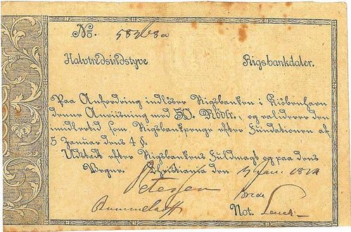 en 50-Rigsbankdaler gyldig i Danmark-Norge fra 1814