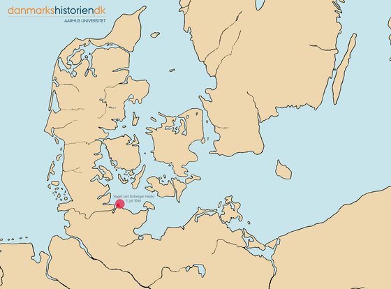 Søslaget markeret med en rød prik