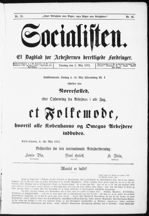 Artiklen Målet er fuldt! i Socialisten den 2. maj 1872