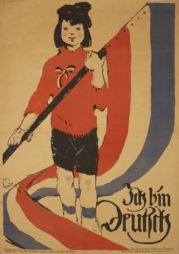 Plakat af lille dreng med påskriften "Ich bin Deutsch" ("Jeg er tysk")