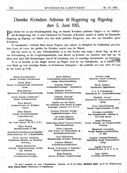 Adressen i "Kvinden og Samfundet", 1915