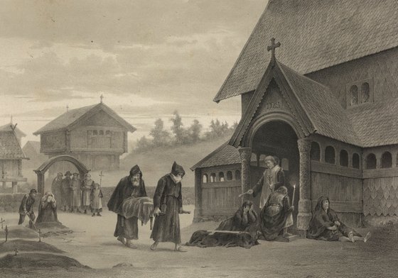 Illustration af scene fra Den Sorte Død