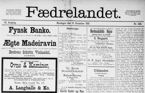 Udklip fra avisen Fædrelandet