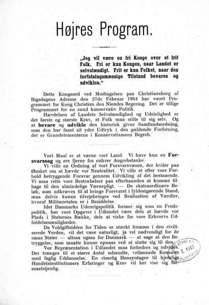Højres Program