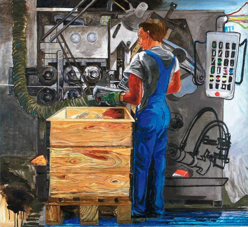 Industriarbejder ved maskine