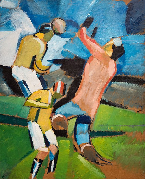 ‘Football players. Sofus heads’, painted in 1917 by Harald Giersing