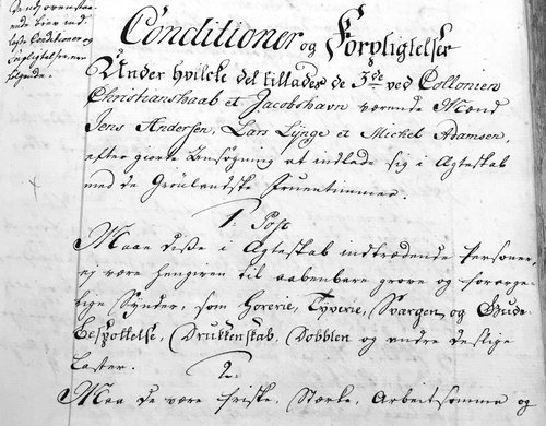 Sidste halvdel af det originale brev om ægteskabsbetingelsernefra Det Almindelige Handelskompagni til Missionskollegiet
