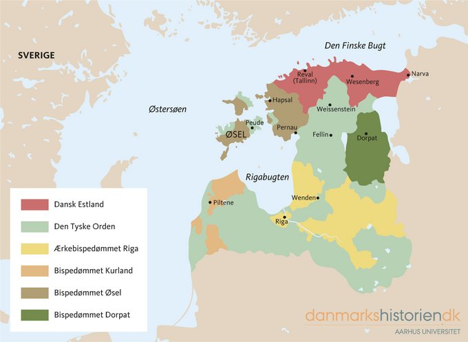 Kort over det baltiske område og Dansk Estland.