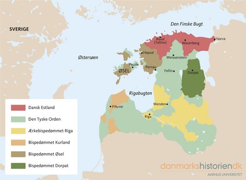 Kort over det baltiske område og Dansk Estland