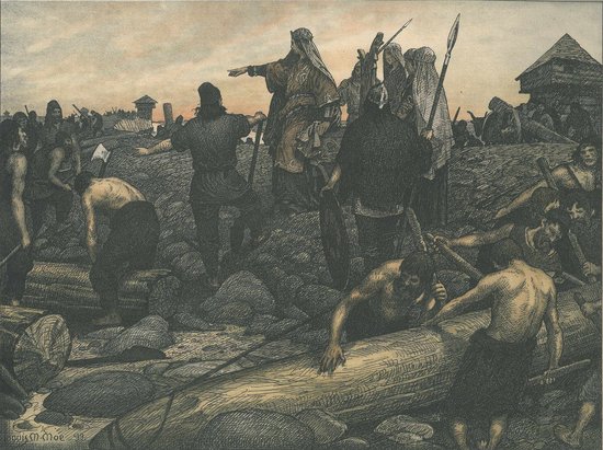 Dronning Thyra grundlægger Dannevirke.